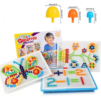 296pcs/set Houba Nehty Puzzle Vzdělávací Didaktická inteligentní Hry DIY Plastové desky, Děti, Vzdělávací Hračky S box