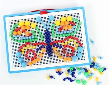 296pcs/set Houba Nehty Puzzle Vzdělávací Didaktická inteligentní Hry DIY Plastové desky, Děti, Vzdělávací Hračky S box