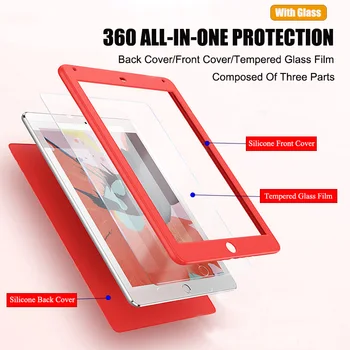 Luxusní 360 Plnou Ochranu Silicon Přední+Zpět Pouzdro+Tvrzené Sklo Fólie Pro iPad 2 3 4 Screen Protector Kryt A1460 A1396 A1430
