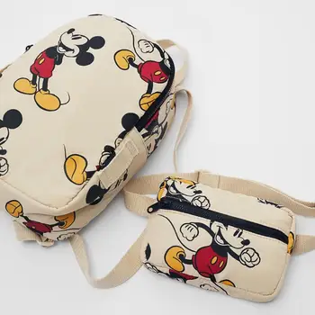 Disney karikatury Mickey rameno ženské plyš batoh+Pás taška student taška Mickey tisk cestovní maminka bag
