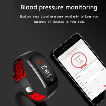 Chytrý Náramek Ženy Q6 Bluetooth Smartwatch Muži Srdeční Frekvence, Krevní Tlak, Monitor Sport Watch Fitness Tracker pro Android IOS