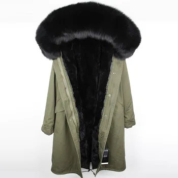 2020 Zimní Bunda Ženy Kabát Přirozené Real Fox Kožešiny Límec S Kapucí Park Tlusté Teplé Oddělitelné 3 V 1 Svrchní Oblečení Ležérní Streetwear Nové