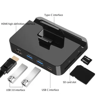 C typ Telefonu Dokovací Stanice, Držák USB-C Na HDMI, SD, USB Dock Napájecí Adaptér Pro Samsung S10 S9 Dex Stanice Huawei P30 P20 Pro