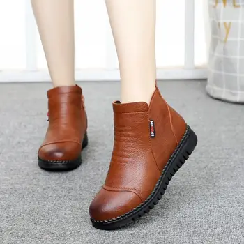 Vintage boty máma ležérní zimní outdoorové boty dámské originální kožené boty 2020 módní kotníkové boty pro ženy sametové boty