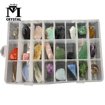 Dvacet-čtyři druhy Přírodního štěrku crystal a hrubý kámen Křemenný Kámen Minerální exemplář Léčení Reiki Kolekce drahokam