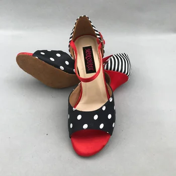 Taneční Boty latina ženy Salsa boty praxe boty, pohodlné boty MS6205BWDS 7.5 cm podpatek Vysoký podpatek nízký podpatek
