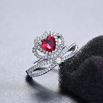 Bali Jelry Luxusní Ženy Prsteny, 925 Stříbrné Šperky Příslušenství tvaru Srdce Safír Drahokam Zirkon Svatební Zásnubní Prsten Kouzlo