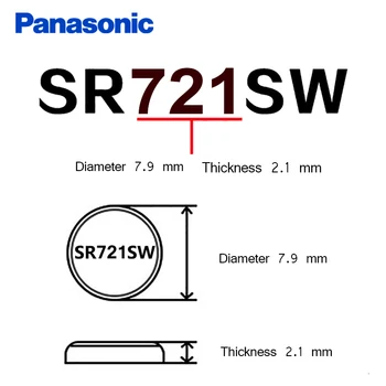 Originální Panasonic 10pcs/lot SR721SW Oxid Stříbra knoflíkové Baterie 362 LR58 AG11 7,9 MM*2.1 MM 1,55 V knoflíková Baterie pro Hodinky