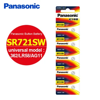 Originální Panasonic 10pcs/lot SR721SW Oxid Stříbra knoflíkové Baterie 362 LR58 AG11 7,9 MM*2.1 MM 1,55 V knoflíková Baterie pro Hodinky