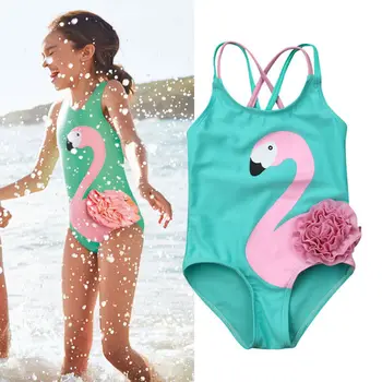 Batole, Děti, Dítě, Dívka, Šaty Flamingo Bikiny Plavky Plavky Plážové Oblečení Plavky