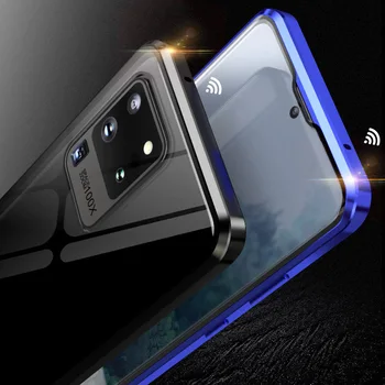 Dvojité Boční Skla Magnetické Kovové Pouzdro Pro Samsung Galaxy A51 A71 A21S A31 A50 A70 A81 M31 A11 A30S A40 A10 Pouzdro Capa funda