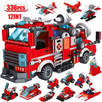 Tvůrce Městská Policie Požární Stanice Záchranné Vozy Auto Stavební Bloky, Vrtulník, Loď Hasič Údaje Cihly Hračky Pro Děti