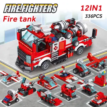 Tvůrce Městská Policie Požární Stanice Záchranné Vozy Auto Stavební Bloky, Vrtulník, Loď Hasič Údaje Cihly Hračky Pro Děti