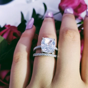 925 Sterling silver snubní Prsteny set 3 v 1 kapela prsten pro Ženy zásnubní svatební módní šperky prst Černý pátek R4628