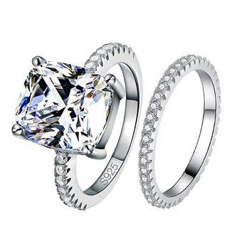 925 Sterling silver snubní Prsteny set 3 v 1 kapela prsten pro Ženy zásnubní svatební módní šperky prst Černý pátek R4628