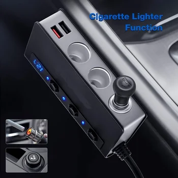 180W Zapalovače Splitter 4 USB 3 Zapalovače slotu LED digitální displej Auto Nabíječka s Voltmetr pro 12-24V vozidel
