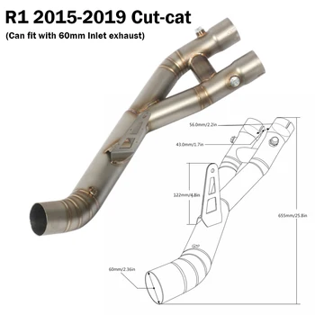 45/51/60mm R6 MT10 2009--2020 Slip-on výfukového decat střední link pipe cut-katalyzátor dolů potrubí loket na Yamaha R6 MT10