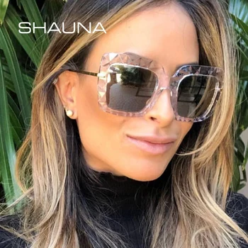 SHAUNA Oversize Tváří Rám Náměstí sluneční Brýle, Ženy Nový Příchod roku 2019