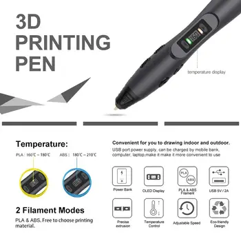 SL-300 3D Tisk PERO Magic Kreativní 3DPen PLA/ABS tisková Struna profesionální sublimační mat dítě tiskárny kit tužka Dárky