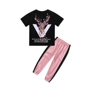 2020 Summer dívčí Oblečení Sady Teen Krátký Rukáv T-shirt+Ležérní Kalhoty Dospívající Dívky Oblečení 8 10 12 14 Let Zpátky Do Školy Oblečení