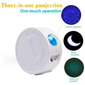Bluetooth, hlasové ovládání led Noční Světlo Projektoru Hvězdné Nebe Projekce Oceánu Vlna Vody Vlna USB Noční Lampa Děti, mlhovina, světlo