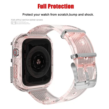 Transparentní Popruh pro Apple Watch Band 42mm 38mm Příslušenství Měkké Silikonové pouzdro+Náramek kapela iWatch série 6 se 5 4 3 44 mm 40 mm