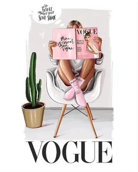 Nordic Styl Vogue Dívka Plátno Obrazy Plakáty a Tisky Umění Zdi Obraz pro Obývací Pokoj Domácí Dekoraci