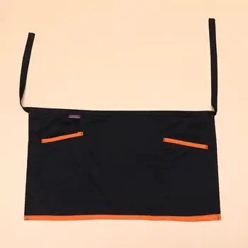 Unisex Half-délka Pracovní Zástěra Pas Zástěra Krátká Slouží Zástěry s Kapsami Číšníka pracovní oblečení Zdarma Velikost(Černý a Oranžový Okraj)