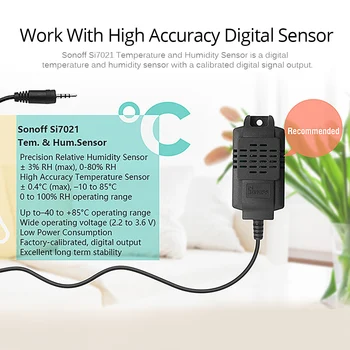 Vysoká Přesnost SONOFF Monitor Si7021 Čidlo Vlhkosti Spínač Bezdrátové Wi-fi Inteligentní Teplotní Sondy Monitorovací Dálkový ovladač Pro TH10 16
