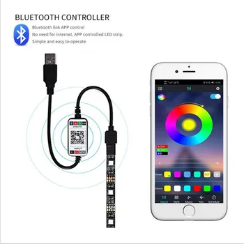 Oeny 5M LED String Světlo 5V USB Bluetooth Ovládání RGB Vodotěsné SMD5050 Podsvícení Smart LED Strip Světlo Pro TV Pozadí