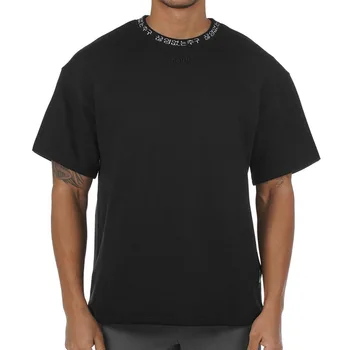 Pánské T-shirt Pletené Žebrované Límec Volné Tričko s Stahovací Lem pro Muže Activewear TĚLOCVIČNĚ Cvičení Tričko