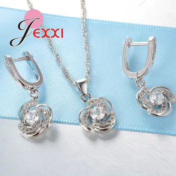 Módní 925 Sterling Silver Svatební Šperky Set Značky Design Kubický Zirkon Crystal Šperky Sady Pro Ženy, Doplněk, Dárek