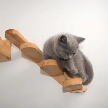 Nástěnné Kočka Lezení Žebřík Dřevo Kotě Schodech Kočičí Prolézačky Pet Nábytek Play House
