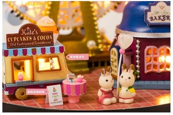 Panenka dům Ferris wheel dřevěné parkovací domy panenky miniaturní domácí montáž Domeček pro panenky diy míč hračky kit totoro obrázek