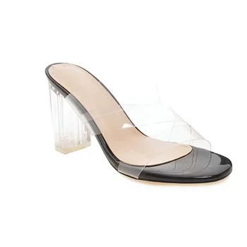 Křišťálově čisté pantofle pro ženy, větší velikost 43 44-48 open toe transparentní podpatky sandály dámy skluzavky boty sandalia feminina