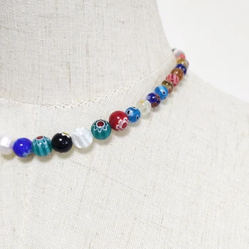 Ruční korálkový náhrdelník přírodní sladkovodní pearl barevné vzor korálky šití módní charm náhrdelník dárek pro dívky