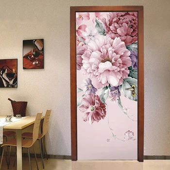 Kreativní DIY samolepicí Pastorační Květinové Květy Dveře Nálepky Nástěnné Nálepky Tapety Obývací Pokoj Ložnice Dekorace