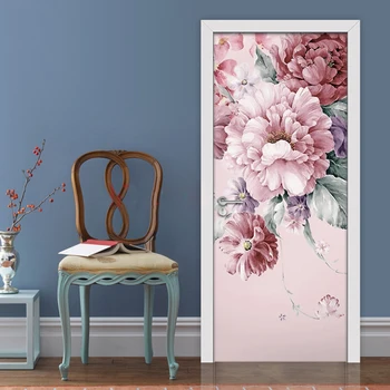 Kreativní DIY samolepicí Pastorační Květinové Květy Dveře Nálepky Nástěnné Nálepky Tapety Obývací Pokoj Ložnice Dekorace