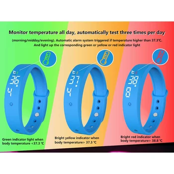 Měření teploty Inteligentní Náramek Horečka Monitor Zdraví Fitness Chytré hodinky LED Displej Digitální Hodinky pro Muže, Ženy, Děti
