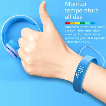Měření teploty Inteligentní Náramek Horečka Monitor Zdraví Fitness Chytré hodinky LED Displej Digitální Hodinky pro Muže, Ženy, Děti