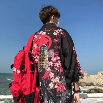 Dragon Print Čínský Styl Hanfu Župan Tang Oblek Japonské Harajuku Styl Svetr Kimono Yukata Muži, Ženy, Pár Vietmam Oblečení