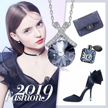 Cdyle Modré Rakousko Crystal Kulatý Přívěsek Náhrdelník Elegantní Sterling Silver 925 Řetězce Drahokam Náhrdelník Ženy Jemné Šperky Nové