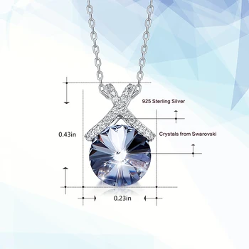 Cdyle Modré Rakousko Crystal Kulatý Přívěsek Náhrdelník Elegantní Sterling Silver 925 Řetězce Drahokam Náhrdelník Ženy Jemné Šperky Nové