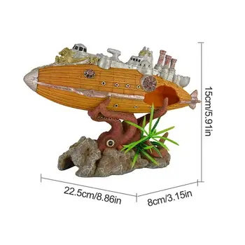 Akvárium Terénní Úpravy, Dekorace Vzducholoď Bitevní Loď Ponorka Tvar Útulku Skalek Fish Tank Dekorace Ozdoby