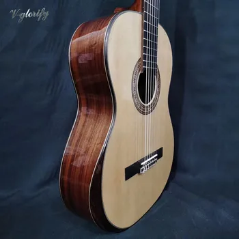 Plné pevné dřevo klasická kytara s radian rohu pevné bílé smrk horní a solidní rosewood zpět a strany klasická kytara