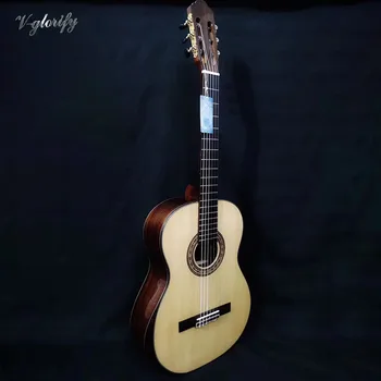 Plné pevné dřevo klasická kytara s radian rohu pevné bílé smrk horní a solidní rosewood zpět a strany klasická kytara