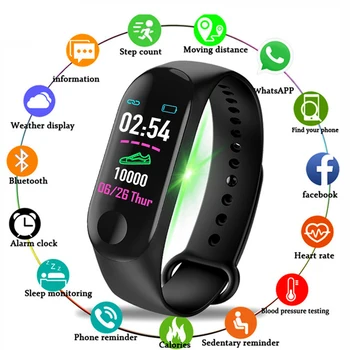M3 Pro Muže Chytré Hodinky Roku 2020, Ženy, Sport, Inteligentní Kapela Krevní Tlak Monitor Chytrý Náramek Náramek pro Smartwatch Android ISO