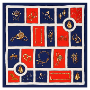 Jarní 130 cm Čtvercový Šátek Hedvábí Twill Šátek Ženy Luxusní Značky Design Kostkovaný Šátek Šátky Pro Dámy Echarpe Módní Šál