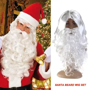 Nový Rok Deluxe Bílé Santa Maškarní Kostým Čaroděj Paruku a Vousy Nastavit Vánoční Halloween