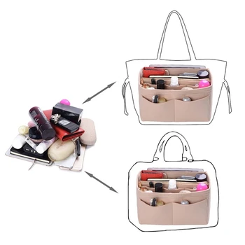 Nové Populární Ženy Make-up Organizátor Cítil Tkaniny-li Vložit Bag Multi-funkční Cestovní Kosmetická Taška Dívka Skladování Toaletní Vložka Tašky